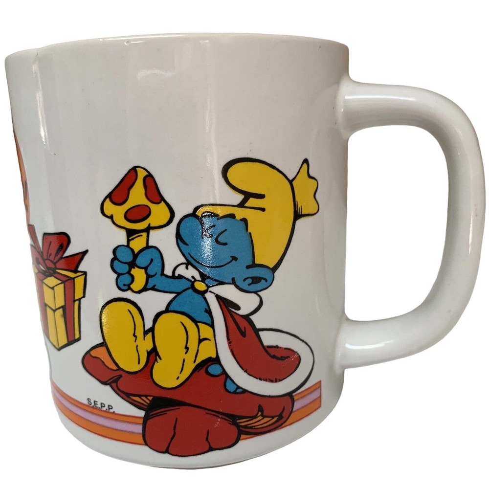 Vintage Smurfs Happy Birthday Mug 1981 Wallace Berrie #23 Korea